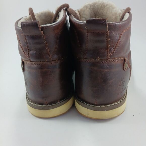 Globalwin Men\'s 9 Brown Leather Mid Ankle Lace up Boot. Faux Fur Lined.......... main image 7